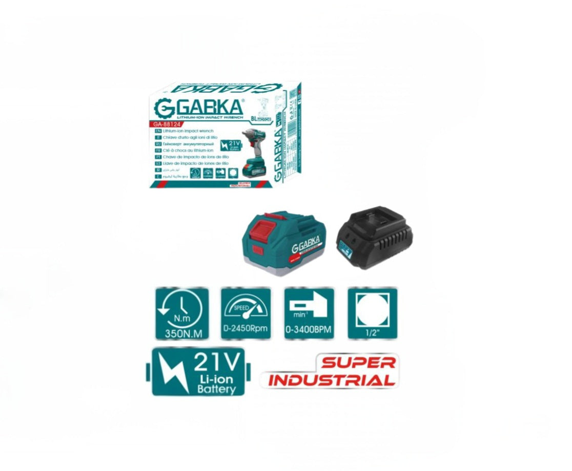 🔧 GABKA® Μπουλονόκλειδο Μπαταρίας 21V GA-88124A με 1 Μπαταρία & Φορτιστή