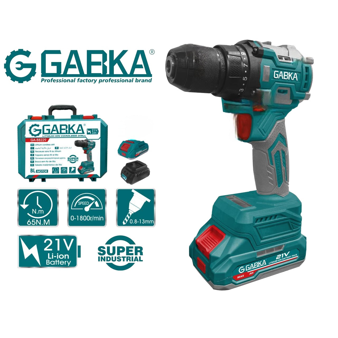 🔧 GABKA® Κρουστικό Δραπανοκατσάβιδο Μπαταρίας 21V GA88229A με 1 Μπαταρία & Φορτιστή