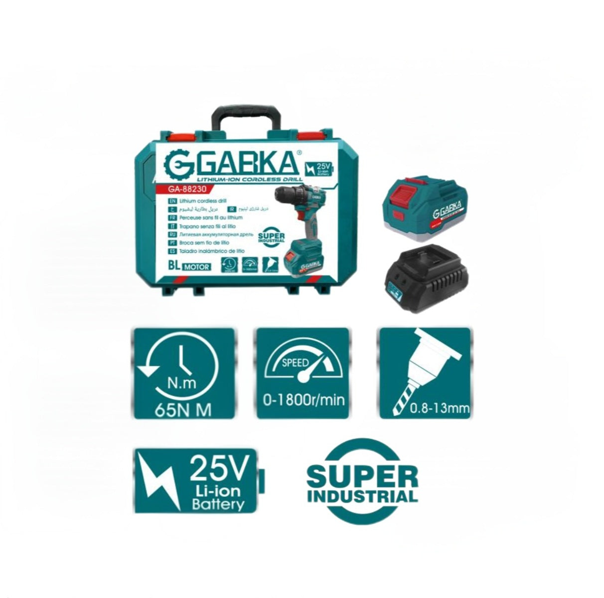 🔧 GABKA® Κρουστικό Δραπανοκατσάβιδο Μπαταρίας 25V GA88230A με 1 Μπαταρία & Φορτιστή