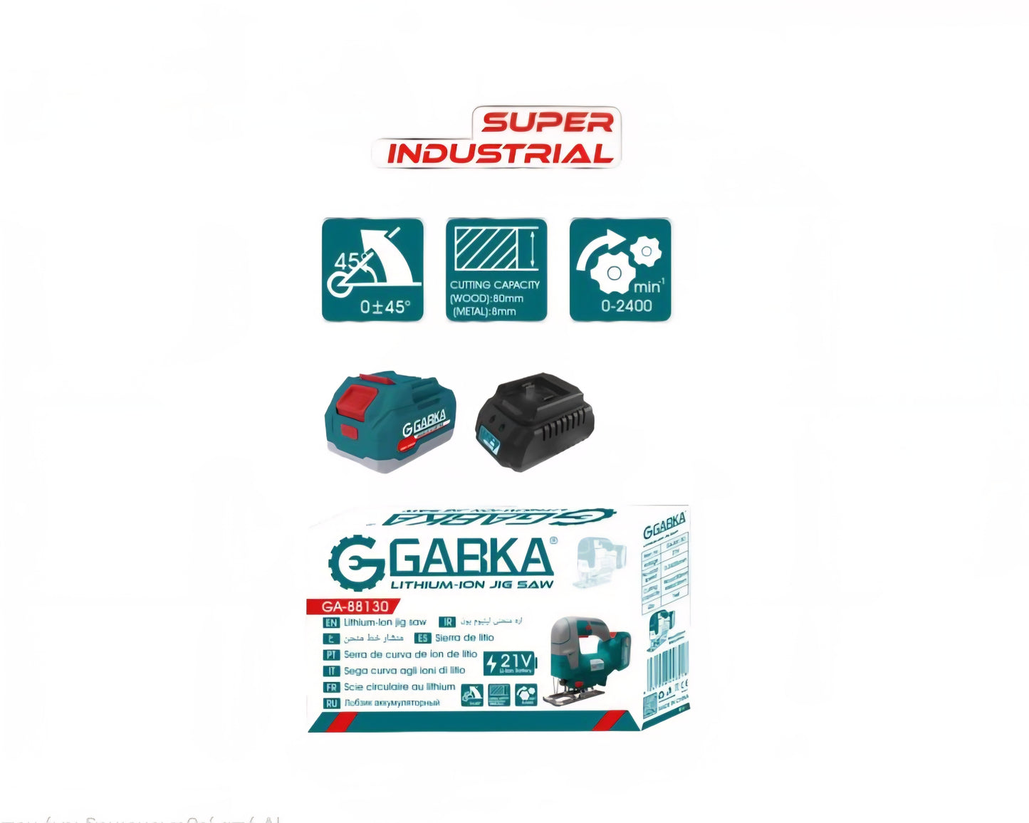 🔧 GABKA® Σέγα Μπαταρίας 21V GA-88130A με 1 Μπαταρία & Φορτιστή