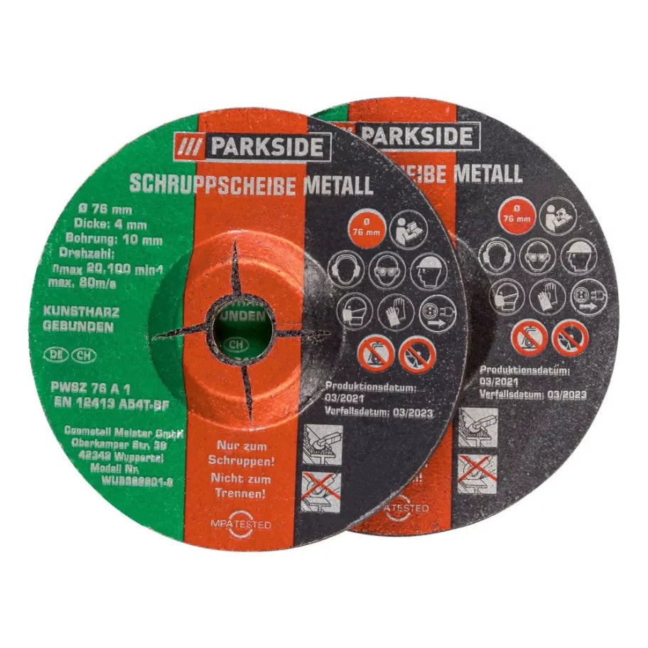 🔘 PARKSIDE PWSZ 76 A1 – Метален шлифовъчен диск 76 мм x 4 мм (Комплект от 2 бр.)