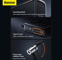 🌪 Презареждаща се преносима помпа за гуми Baseus Mega EnergyPump 6000mAh с LED фенерче/PowerBank!!