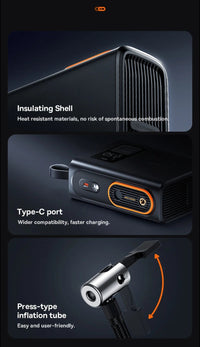 🌪 Презареждаща се преносима помпа за гуми Baseus Mega EnergyPump 6000mAh с LED фенерче/PowerBank!!