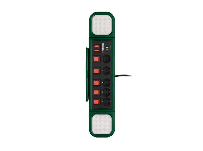 🔌🔦 PARKSIDE® LED работна лампа »PASD 3680 A1«, с 5-гнездова разклонител с ВКЛ./ИЗКЛ.