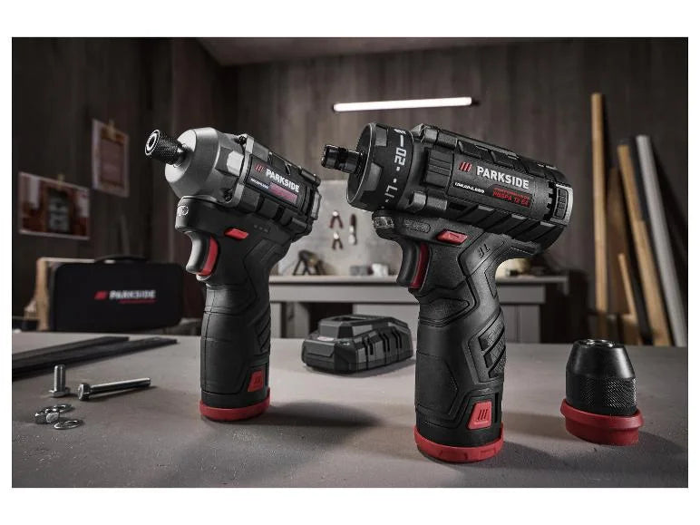 🔥 PARKSIDE PERFORMANCE® Σετ 12V Δραπανοκατσάβιδο »PBSPA 12 E4« + Κρουστικό Κλειδί Μπαταρίας »PDSSAP 12 B1«