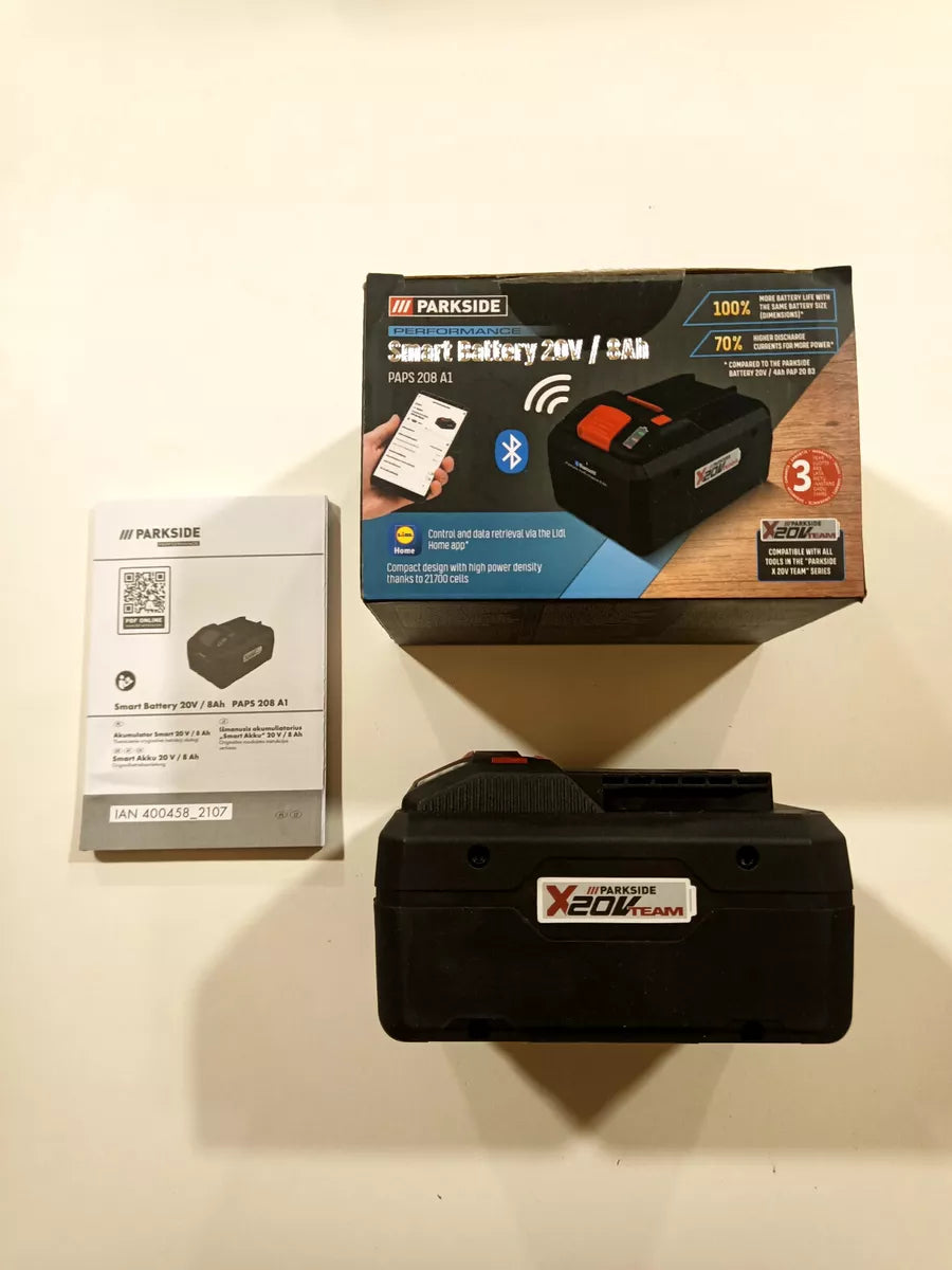 🔋 PARKSIDE PERFORMANCE 20 V интелигентна батерия »PAPS 208 A1«, 8 Ah, управлявана чрез приложението Lidl